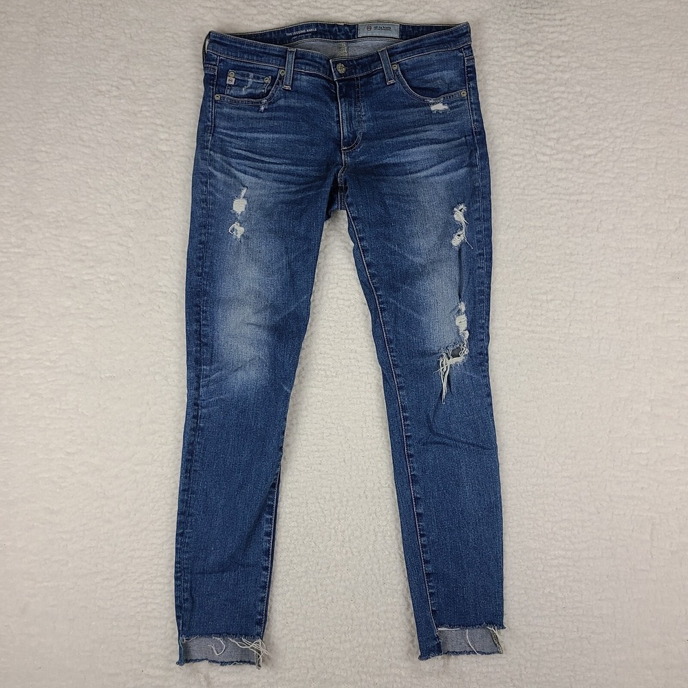 AG Adriano Goldschmied Jeans Womens 31 The Legging Super Skinny Ankle Fray‎